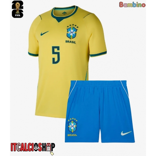 Brasile Casemiro #5 Prima Maglia Bambino Mondiali 2026 Manica Corta (+ Pantaloni corti)